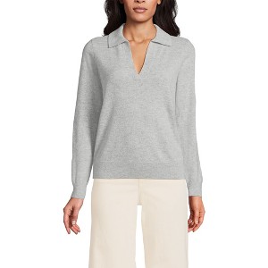 Lands' End Women's Cashmere Johnny Collar Sweater - 1 of 3