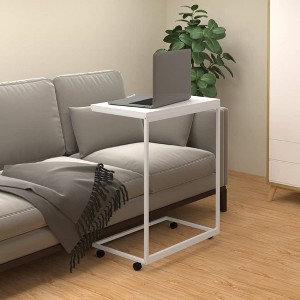vidaXL Side Table with Wheels White 21.7 in.x13.8 in.x27.6 in. Engineered Wood - 1 of 4