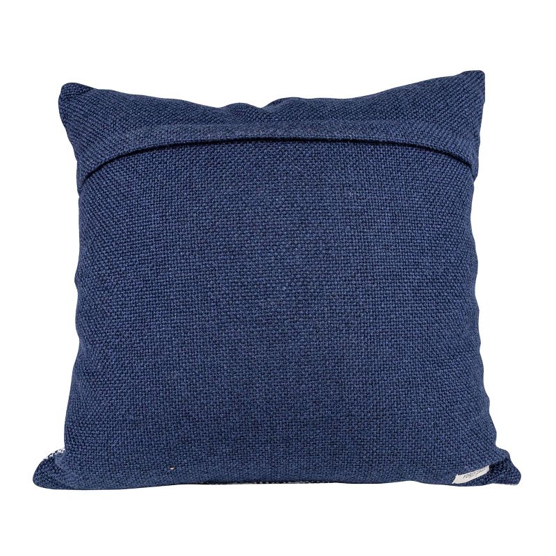 White & Blue Cross Stripe 18X18 Hand Woven Filled Outdoor Pillow - Foreside Home & Garden, 4 of 7