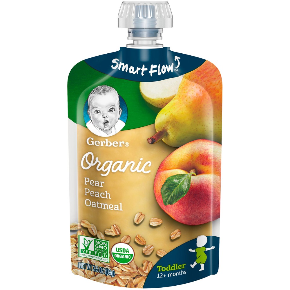 UPC 015000074524 product image for Gerber Organic 2nd Foods Baby Food, Pears, Peaches & Oatmeal - 3.5oz | upcitemdb.com