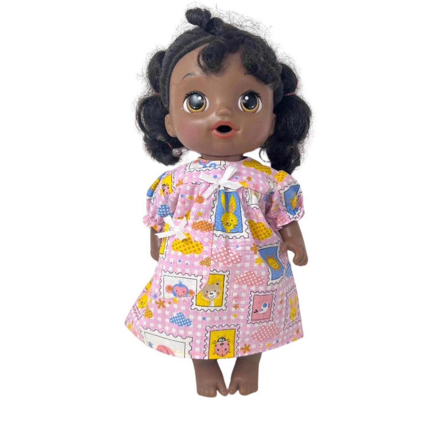 Детская пижама Doll Clothes Superstore Pink Nightgown for 14 Inch Baby Alive & Little Baby Dolls – Animal Print Doll Pajamas, цвет: Розовый — фото 2