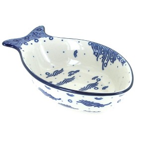 Blue Rose Polish Pottery E25 Ceramika Artystyczna Medium Fish Dish - 1 of 2