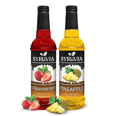 Syruvia Coffee Flavors Variety Pack: Strawberry & Pineapple 25.4 fl oz Syrup
