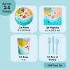 Blue Panda 144 Piece Disposable Summer Party Paper Plates and Dinnerware Set for Summer, Pool Parties, Birthdays (Serves 24) - 4 of 4