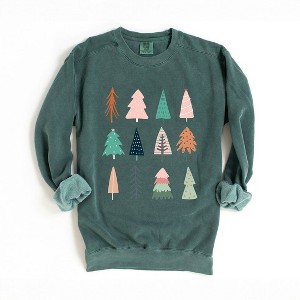 Simply Sage Market Women's  Garment Dyed Graphic Sweatshirt Christmas Tree Chart - 1 of 4
