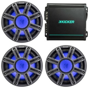 Kicker (3) 51MWF104 - MWF 10-Inch Premium Marine Subwoofer (free-air) 4-ohm & 48KMA8001 Marine Amp & Bass Knob Bundle - 1 of 4