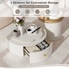 Okak Modern Coffee Table Set of 2, Sculptural Roman Column Base & Glass Top Side End Table, Irregular Center Table for Living Room - 3 of 4