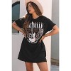 Amaryllis Women’s Oversized Graphic T-Shirt Dress Nashville Music Tour Guitar Print Rolled Short Sleeves - 4 of 4