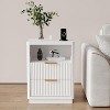 Fluted Farmhouse Night Stand,Fluted Nightstand with Charging Station and Drawers - 3 of 4