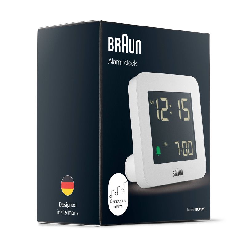 Braun Digital Alarm Clock with Snooze and Negative LCD Display, 3 of 12