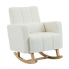 TIRAMISUBEST Accent Rocking Chair Teddy Velvet Cream White Wooden Base Pillow Ergonomic Living Room Bedroom Nursery - 3 of 4