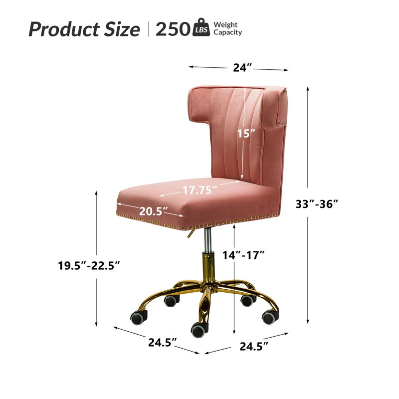 Puvis Upholstered Task Desk Chair Adjustable Swivel Home Office Chair  | Karat Home, 5 of 12