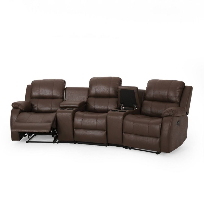 Meridan Contemporary Upholstered Theater Seating Reclining Sofa - Christopher Knight Home, 4 of 19
