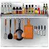 Stainless Steel Range Backsplash with Storage Shelf Knife Rack,Wall Mount Kitchen Back Panel for Stove Hood,Pre-Drilled Holes for Installation - 2 of 4