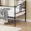 Twin Daybed with Trundle, Metal Twin Size Daybed with Pullout Trundle 6 Casters, Steel Slat Support Sofa Bed for Living Room, Bedroom, Guest Room - 3 of 4