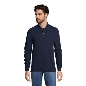 Lands' End Men's Comfort First Long Sleeve Solid Mesh Polo - 1 of 2