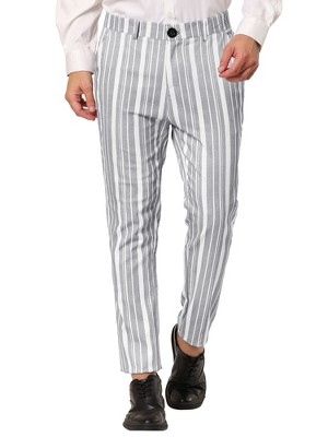 Lars Amadeus Men's Business Trousers Contrast Color Slim Fit Flat Front ...