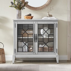 36 inch Wide Accent Cabinet with 2 Doors, Vintage Style Storage Cabinet with Solid Wood Legs-Farati - 1 of 4