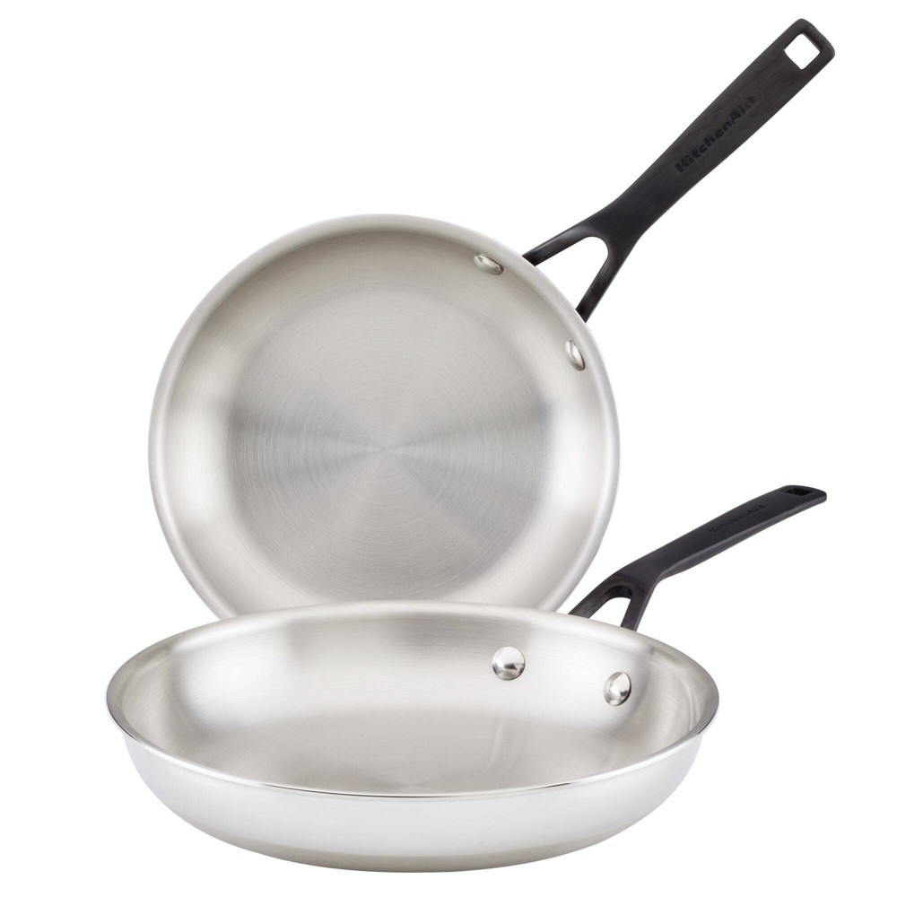 KitchenAid Stainless Steel 5-Ply Clad Twin Pack: 8.25 & 10 Open Frying Pans