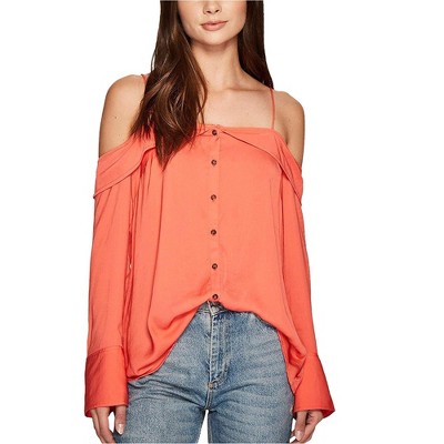 Free People Womens Button down Peasant Blouse