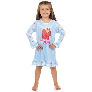 Sesame Street Toddler Girls Elmo Pajama Sweet Dreams Long Sleeve Ruffle Gown - 1 of 4