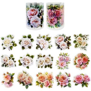 Wrapables Romantic Floral PET Tape, Pre-Cut Stickers for Scrapbooking, Stationery, Journaling, Diary, Card Making (Set of 2) - 1 of 4