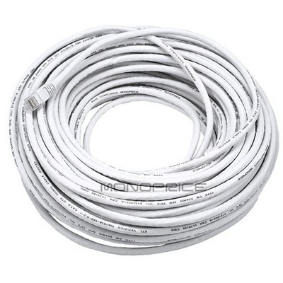 Monoprice Cat5e Ethernet Patch Cable - 100 Feet - White | Network Internet Cord - RJ45, Stranded, 350Mhz, UTP, Pure Bare Copper Wire, 24AWG