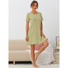 cheibear Women's Crew Neck Ribbed Knit Modal Short Sleeve Nightgowns - 2 of 4