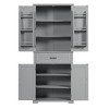 Bathroom Storage Cabinet with Doors and Drawer, Multiple Storage Space, Adjustable Shelf, Grey - 4 of 4