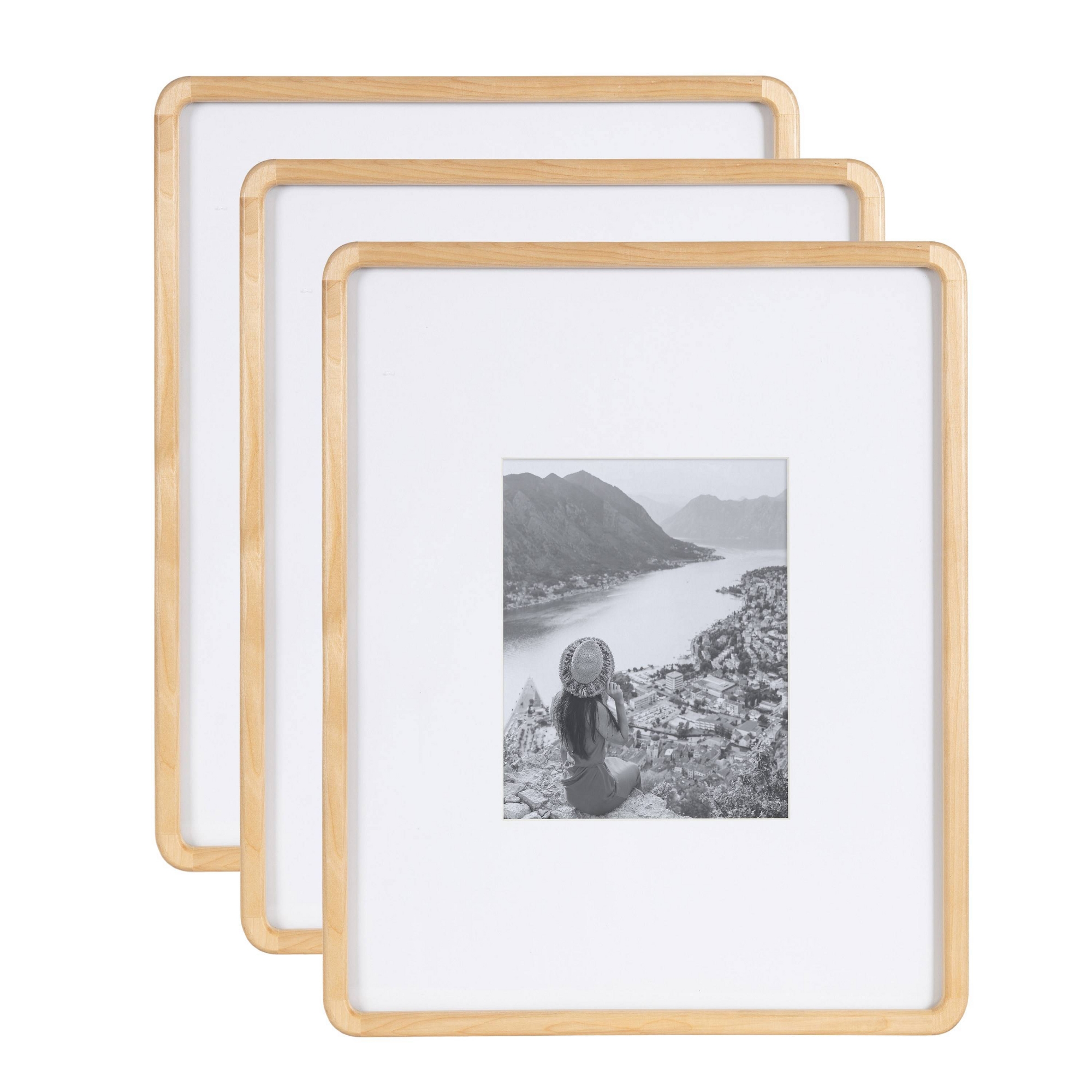 Kate & Laurel All Things Decor 16"X20" Matted to 8"X10" Inglewood Picture Frame Set Natural