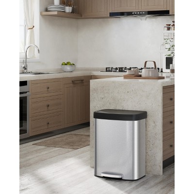 21 Gallon / 80 Liter Stainless Steel Trash Can with Lid, Large Garbage Can for Kitchen, Rustproof Step-on Kitchen Metal Trash Bin