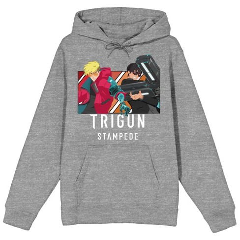 Trigun Stampede Group Art gray Heather Adult Hooded Sweatshirt-Small