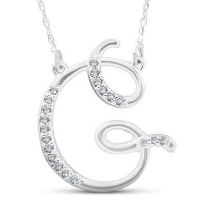 Pompeii3 1/4ct Diamond "G" Initial Pendant 18" Necklace 14K White Gold