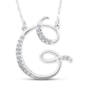 Pompeii3 1/4ct Diamond "G" Initial Pendant 18" Necklace 14K White Gold - 1 of 3