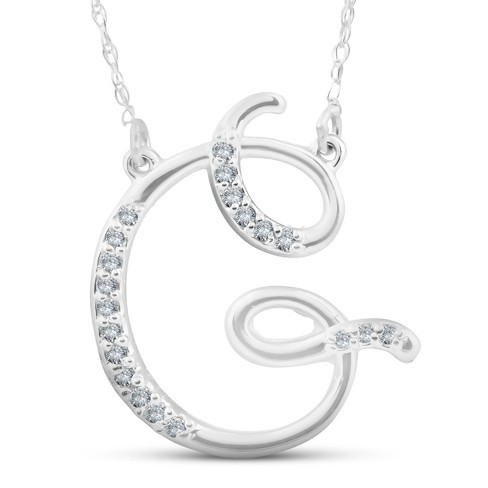 Gold Lock Necklace with Initial Letter Zircon, G