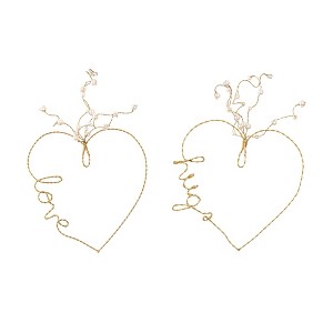 Transpac Wire Gold Hugs/Love Heart w/Pearls Set Home Decorations Set of 2 Valentines - 1 of 1