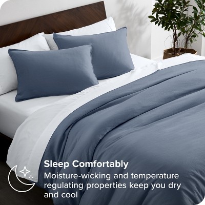 Indigo Full/Queen Linen Duvet Cover Set with Pillow Shams