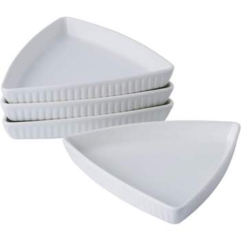 Bruntmor 8" Triangular White Ceramic Dinner Plates Set of 4
