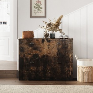 Okak Shoe Cabinet, Narrow Shoe Rack with 4 Drawers and Metal Handle, Shoe Storage for Entryway, Foyer, Hallway, Bedroom - 1 of 4