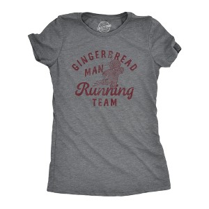 Womens Gingerbread Man Running Team T Shirt Funny Xmas Cookie Sprinting Joke Tee For Ladies - Crazy Dog Women's T Shirt - 1 of 4