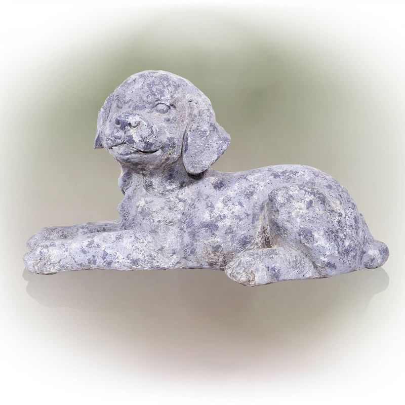 10&#34; x 9&#34; Indoor/Outdoor Laying Puppy Magnesium Oxide Garden Statue Gray - Alpine Corporation, 4 of 6