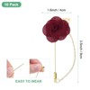Unique Bargains Wedding Camellia Flower Lapel Pin with Leaf Brooch for Men Suit 10 Pcs - 3 of 4