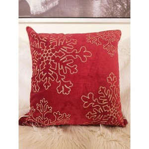 Kumasinova 20” Square Velvet Holiday Throw Pillows,Snowflake Couch Pillows with Hidden Zipper,Embroidered Decorative Pillows for Bed - 1 of 4