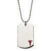 Chisel Stainless Steel Polished with Red Enamel Medical ID Dog Tag on a 24" Ball Chain Necklace - 2 of 3