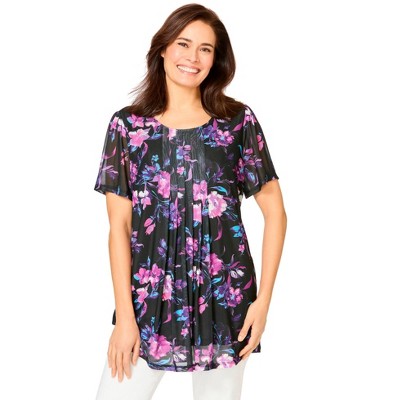 Woman Within Plus Size Miracle Mesh Overlay Tunic