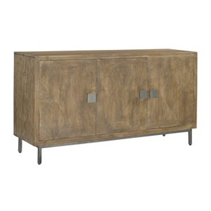 Treasure Trove Accents Three Door Credenza Cozad Aged Natural: Mango Wood, Iron Frame, No Assembly Required - 1 of 4