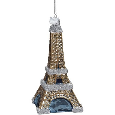 Kurt Adler Noble Gems Glass Ornament for Christmas Tree, Eiffel Tower