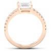 Pompeii3 1 1/2Ct Sideways Emerald Cut Moissanite & Diamond Engagement Ring 14k Rose Gold - 2 of 4