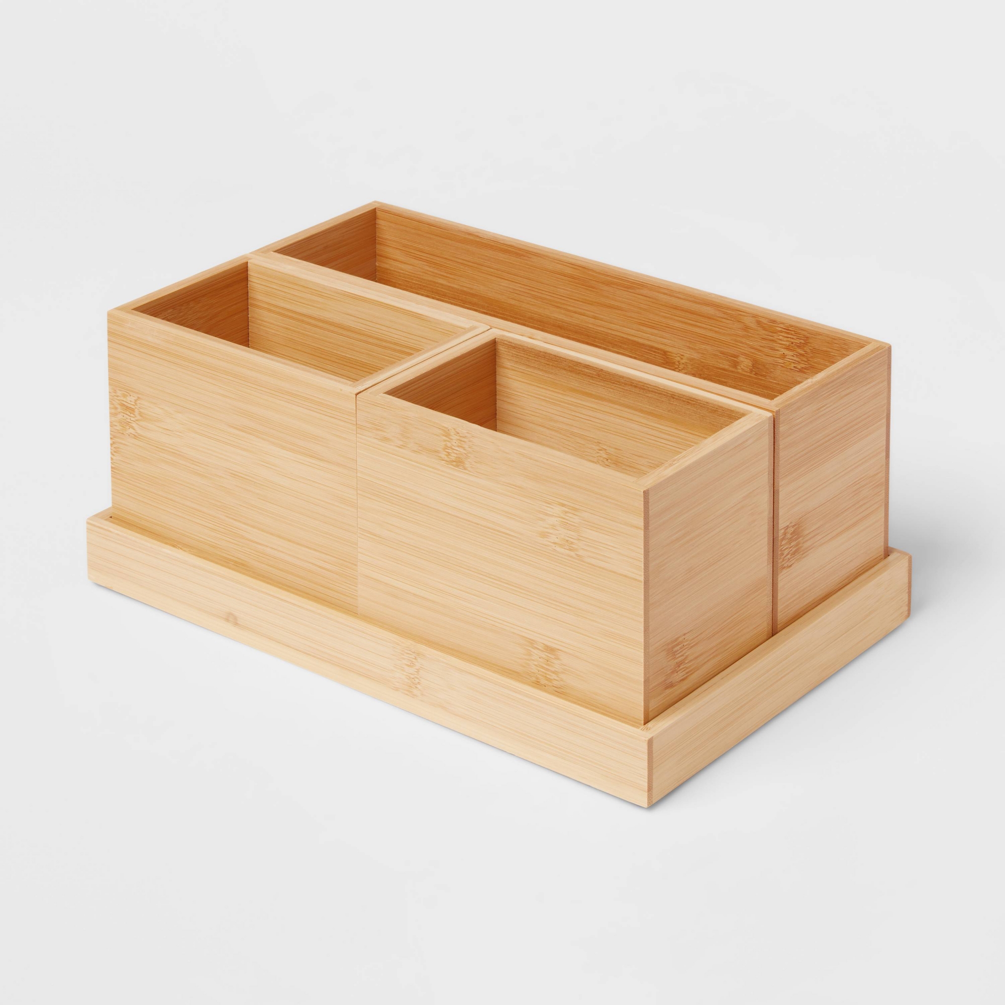 11.25"x7"x4.5" Modular Bamboo Vanity Organizer with Magnetic Strip - Brightroom™