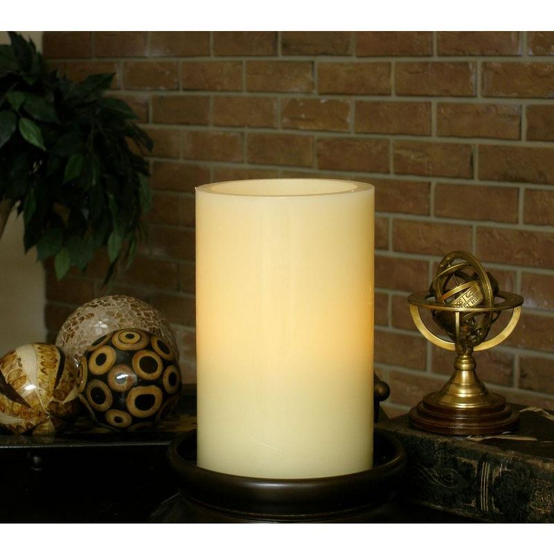 Pacific Accents Flameless 5x8 Ivory Flat Top Wax Pillar Candle, 1 of 3